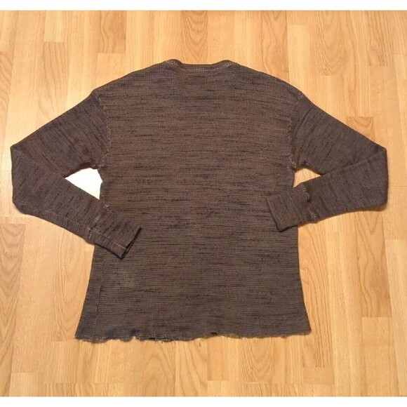 Tribe Kelley Sweatshirt Womens Small Brown Long Sleeves Oversized Thermal Waffle - Picture 9 of 9